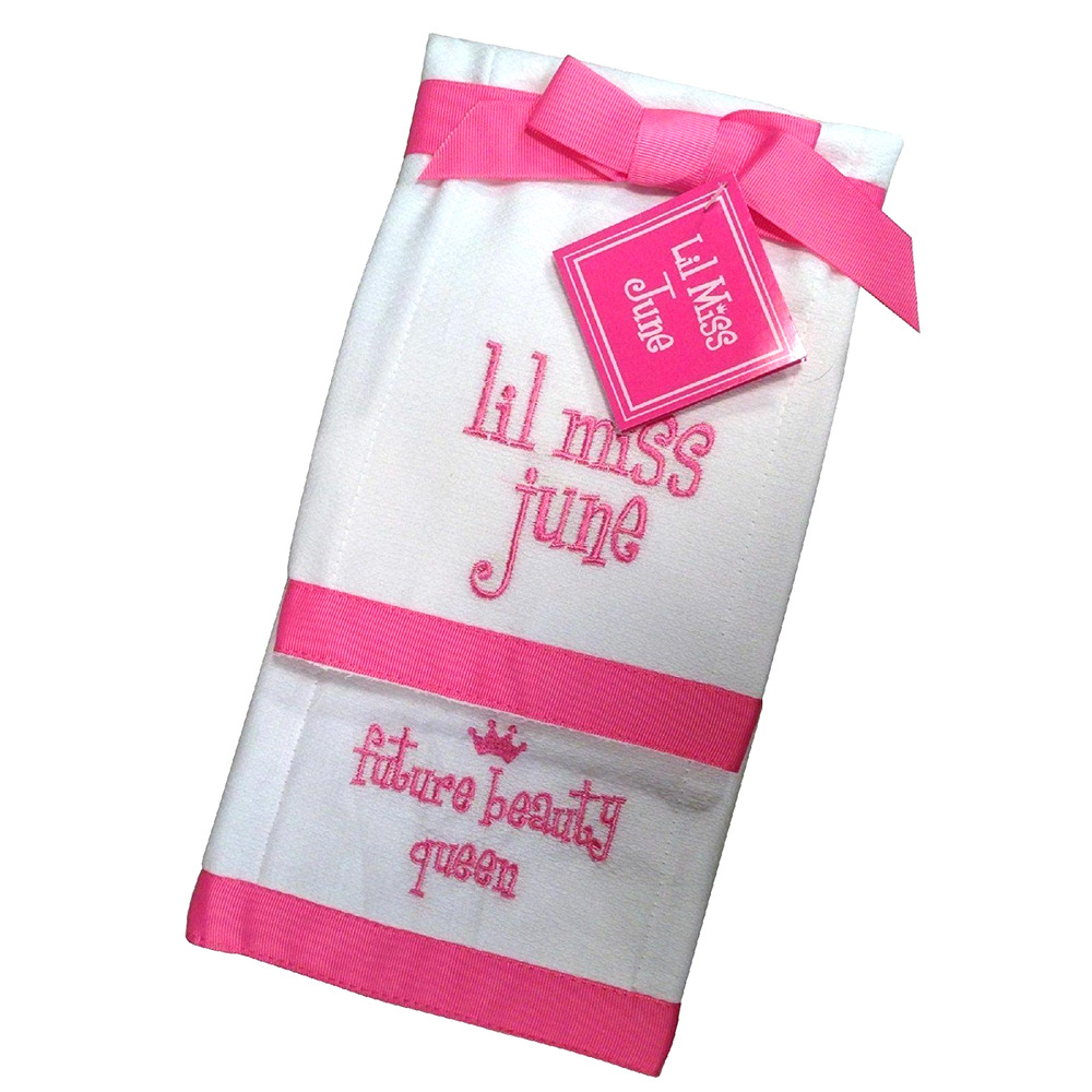 Mud Pie Baby Burp Cloth Set Lil Miss June Future Beauty Queen Set of 2 NWT